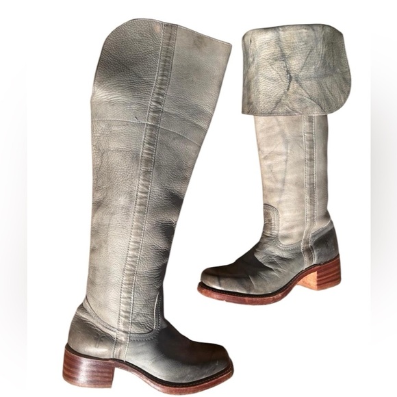 Frye Shoes - FRYE Over the Knee Tall Campus Boots RARE Blue Grey Size 9